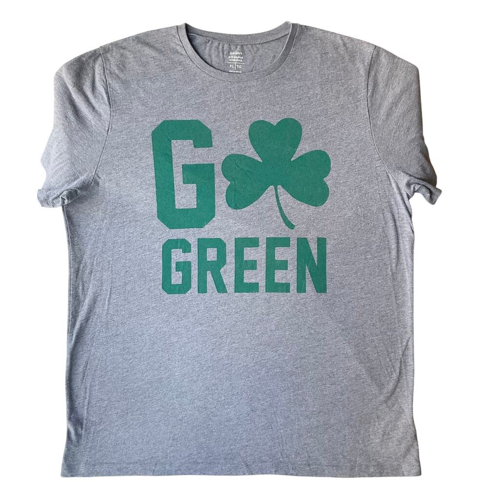 Old Navy Women Green 3 Leaf Lucky Clover Short Sleeve T-shirt Size XL, Gray